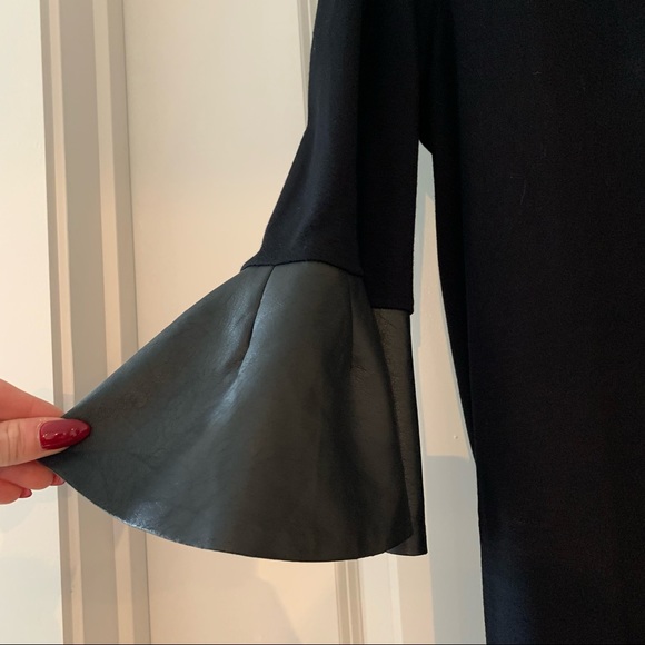 💞3 for $50💞BCBGMAXAZRIA black dress with faux leather sleeve  size medium - Picture 5 of 12